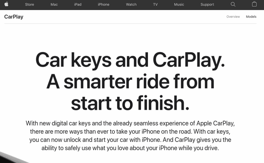 Screenshot from the Apple CarPlay webpage